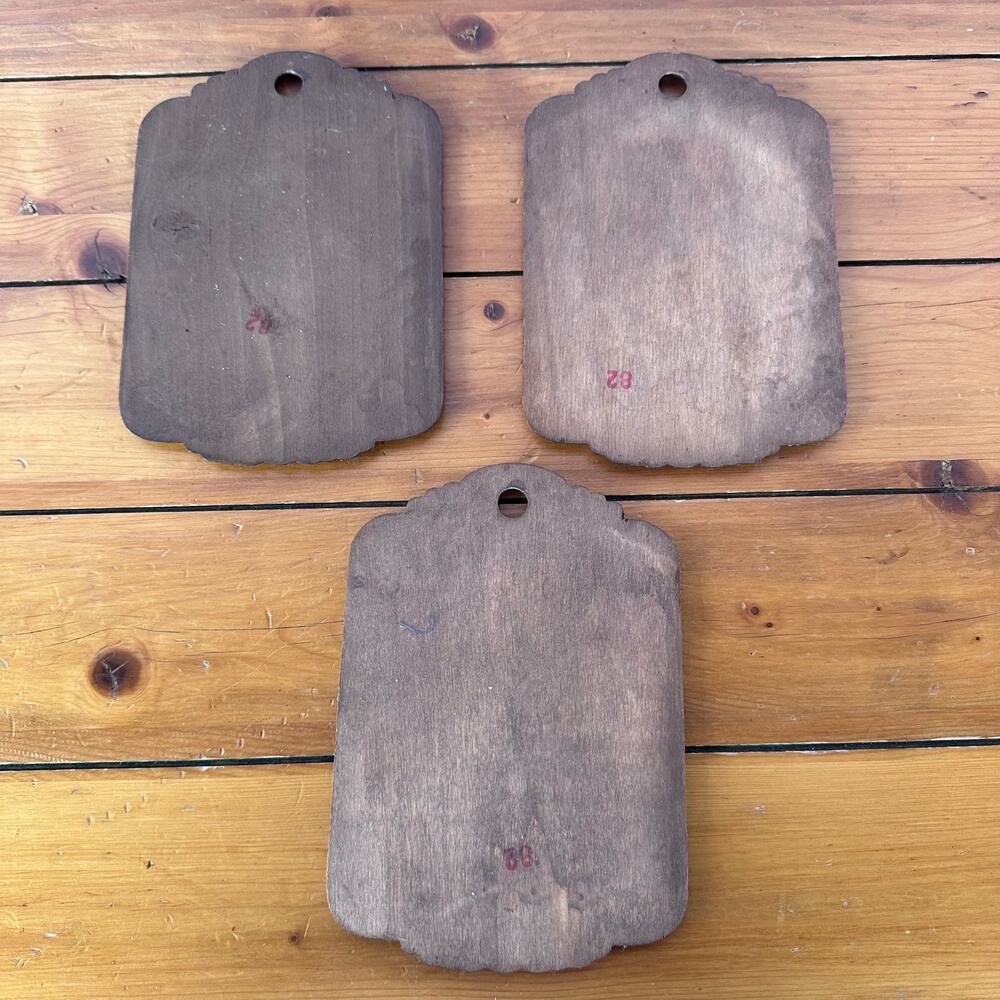 3 Vintage Wood Mounted Lithograph Kitchen Plaques Cottagecore Granny Country 5x7 - Picture 6 of 8